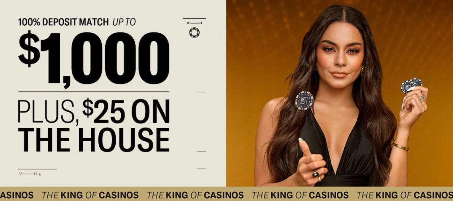 Image of the BetMGM Casino welcome bonus up to $1,000 matched deposit and $25 free