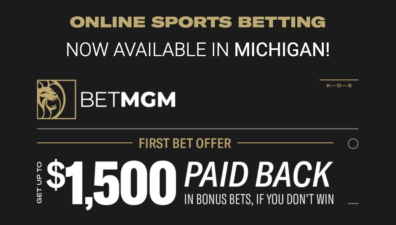 Image displaying the current BetMGM sportsbook bonus details - up to $1,500 in bonus bets for new customers