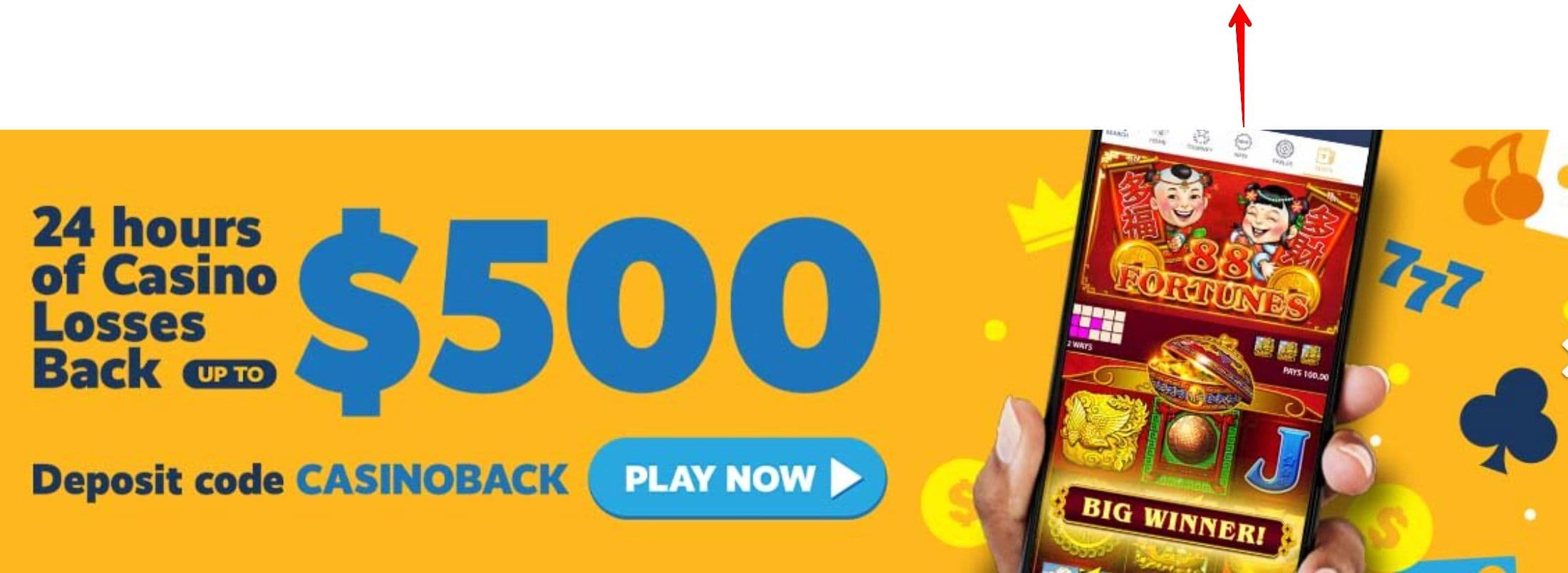 Image of the BetRivers Casino bonus for new Michigan players detailing their $500 cashback promotion.