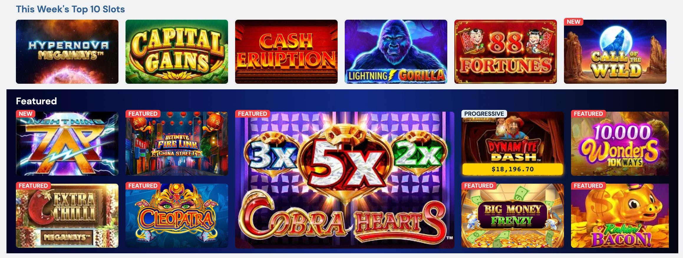 Image showing the top 10 slots as listed on BetRivers Casino