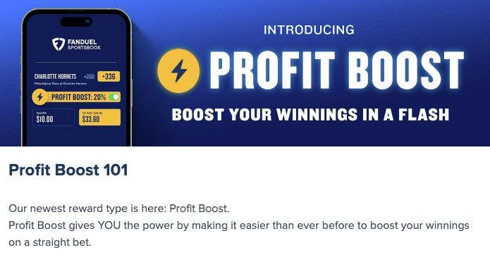 Image of a Profit Boost promotion on the FanDuel Michigan website